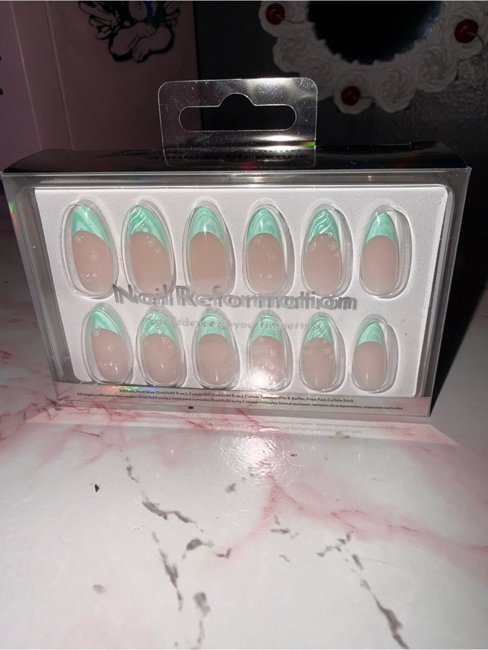 Nail Reformation Mint Green French Tip Press-On Nails - Nude Base